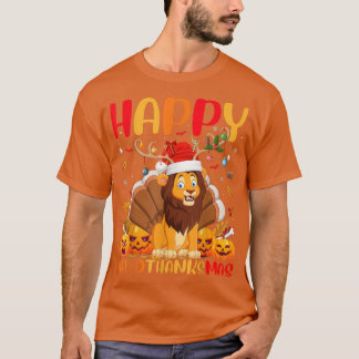 Funny Lion Animal Lover Happy Lion HelloThanksMas  T-Shirt
