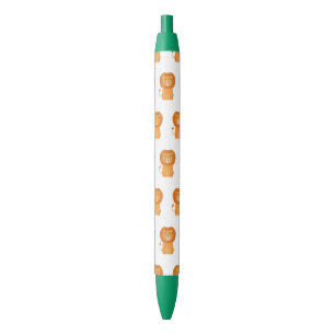 Funny lion cartoon black ink pen