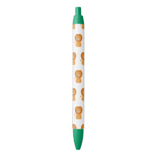 Funny lion cartoon black ink pen
