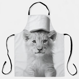 Funny Lion Cub Wearing Toilet Paper Animal Photo Apron
