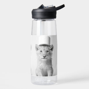 Funny Lion Cub Wearing Toilet Paper Animal Photo Water Bottle