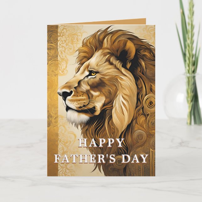 Funny Lion Fathers Day Holiday Card (Front)