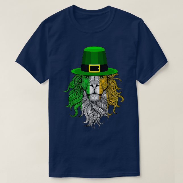 Funny Lion Ireland flag , Irish Lion Hat  T-Shirt (Design Front)