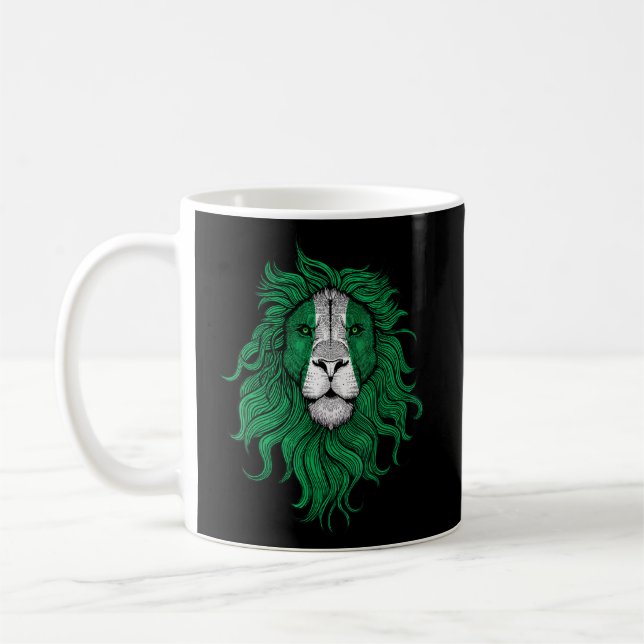 Funny Lion Nigeria Flag  Nigerian Lion  Coffee Mug (Left)