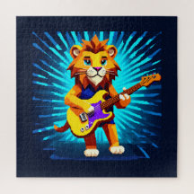 Funny Lion Playing Guitar 