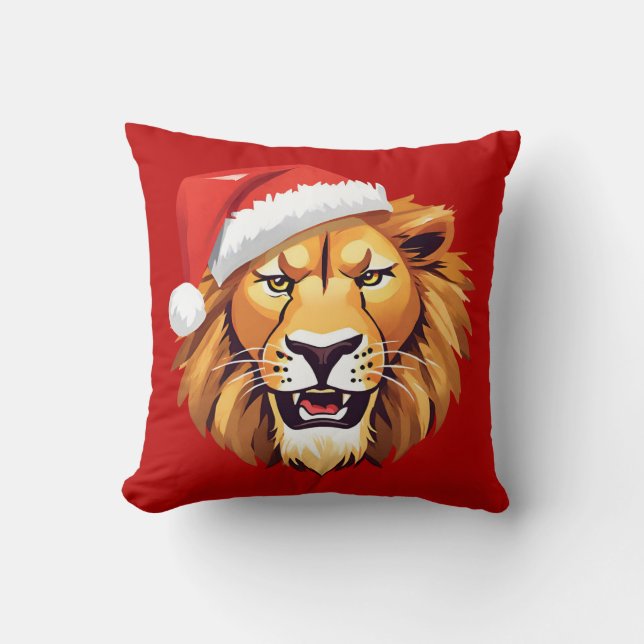 Funny Lion Safari animals Santa Christmas Costume  Cushion (Front)