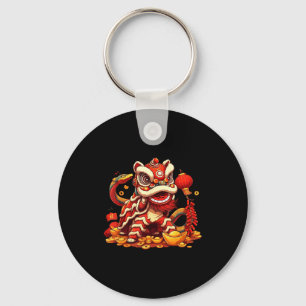 Funny Lion Snake Chinese New Year 2025 Womens Mens Key Ring