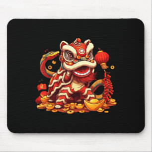 Funny Lion Snake Chinese New Year 2025 Womens Mens Mouse Mat