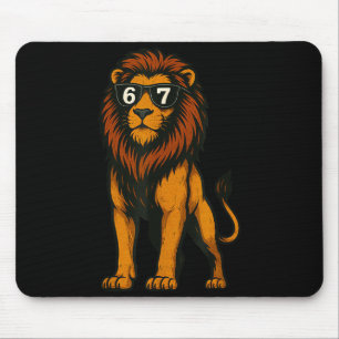 Funny Lion Sungles 67 Six Seven Meme Mouse Mat