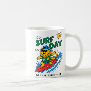 Funny Lion Surfing Summer Vacation Surf Day Boys G Coffee Mug