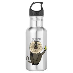 Funny lion tailed macaque monkey cartoon 532 ml water bottle
