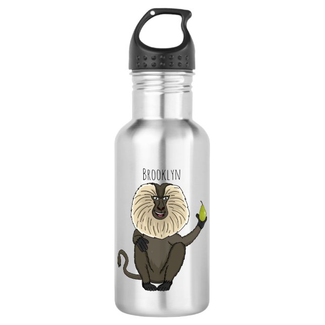 Funny lion tailed macaque monkey cartoon 532 ml water bottle (Front)