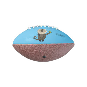 Funny lion tailed macaque monkey cartoon american football