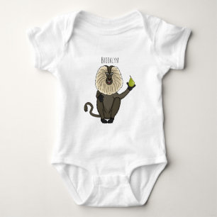 Funny lion tailed macaque monkey cartoon baby bodysuit