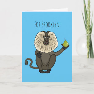 Funny lion tailed macaque monkey cartoon card
