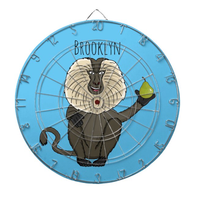 Funny lion tailed macaque monkey cartoon dartboard (Front)