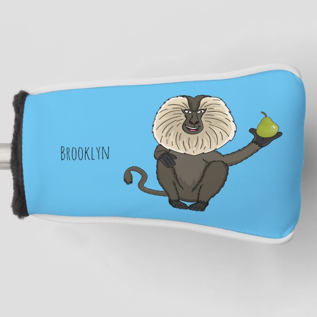 Funny lion tailed macaque monkey cartoon golf head cover (Front)