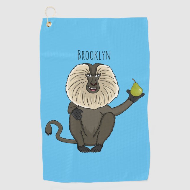 Funny lion tailed macaque monkey cartoon golf towel (Front)