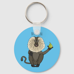Funny lion tailed macaque monkey cartoon key ring