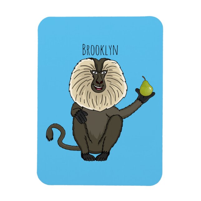 Funny lion tailed macaque monkey cartoon magnet (Vertical)