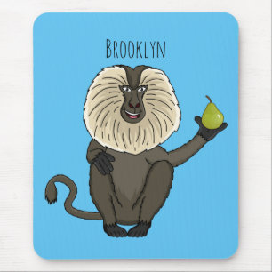 Funny lion tailed macaque monkey cartoon mouse mat