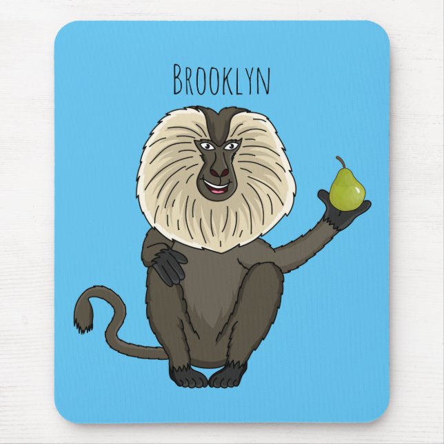 Funny lion tailed macaque monkey cartoon mouse mat (Front)