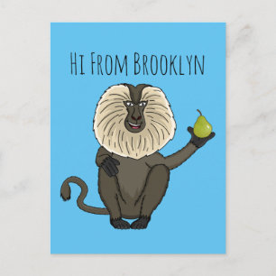 Funny lion tailed macaque monkey cartoon postcard