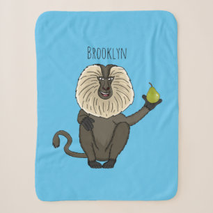 Funny lion tailed macaque monkey cartoon  sherpa blanket