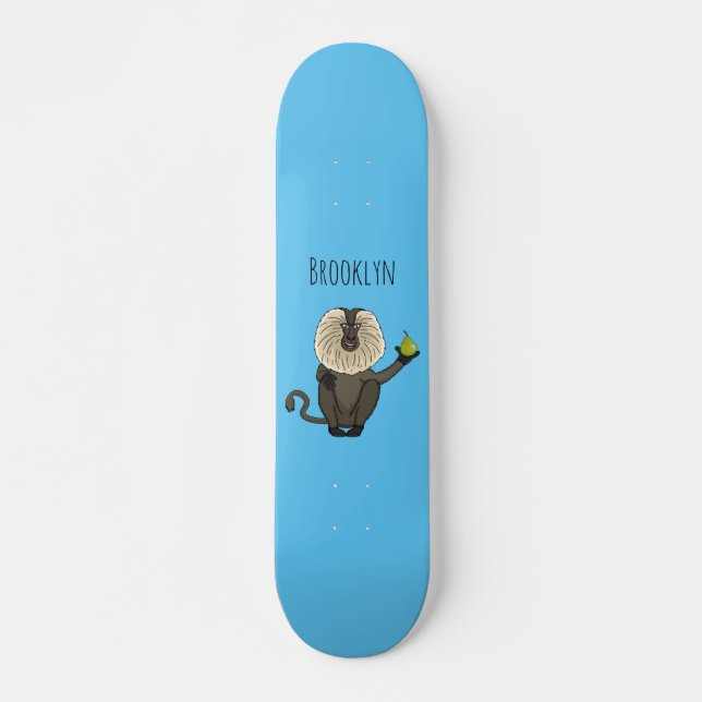 Funny lion tailed macaque monkey cartoon skateboard (Front)