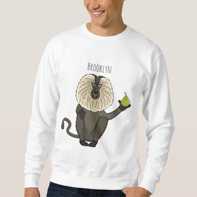 Funny lion tailed macaque monkey cartoon  sweatshirt (Front)