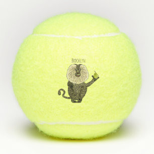 Funny lion tailed macaque monkey cartoon tennis balls