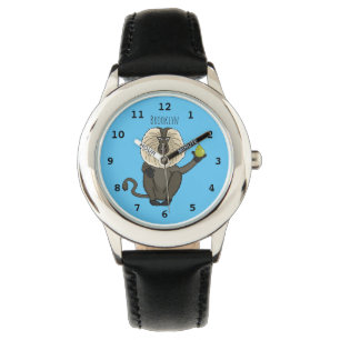 Funny lion tailed macaque monkey cartoon watch