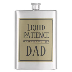 Funny Liquid Patience Quote Custom Modern Monogram Hip Flask