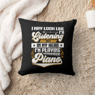Funny Listening In My Head I'm Playing My Piano Cushion