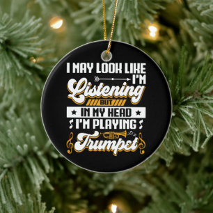 Funny Listening In My Head I'm Playing Trumpet Ceramic Tree Decoration