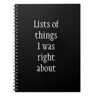 Funny Lists of things Humour Notebook