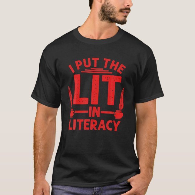 Funny Literacy Coach Design For Men Women Reading T-Shirt (Front)