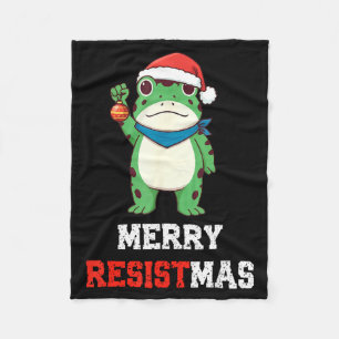 Funny Litical Frog Christmas Merry Resistmas 2025 Fleece Blanket