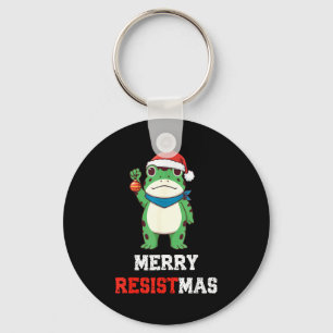 Funny Litical Frog Christmas Merry Resistmas 2025 Key Ring