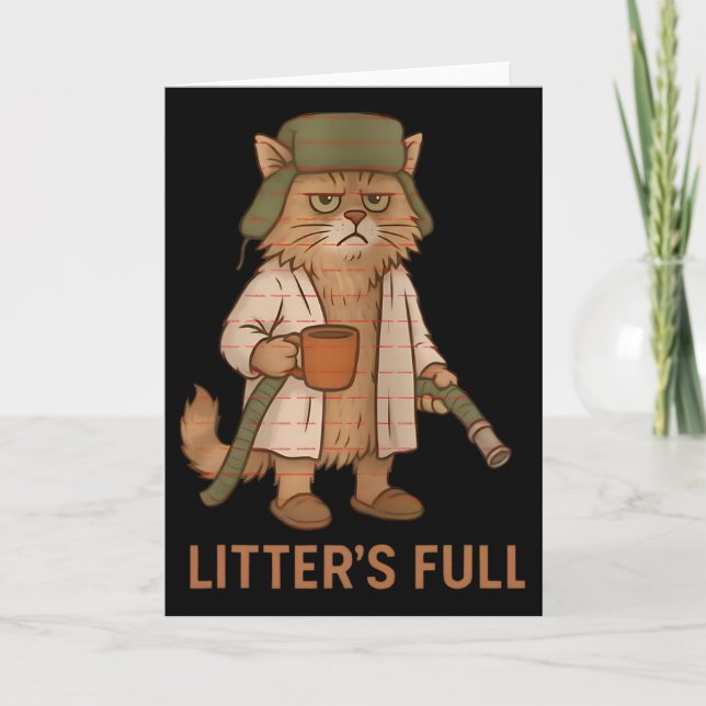 Funny Litter’s Full Cat Coffee Christmas Cat Mom C Card (Front)