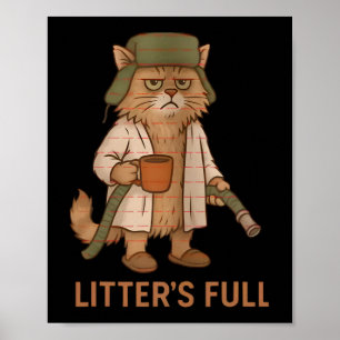 Funny Litter’s Full Cat Coffee Christmas Cat Mom C Poster