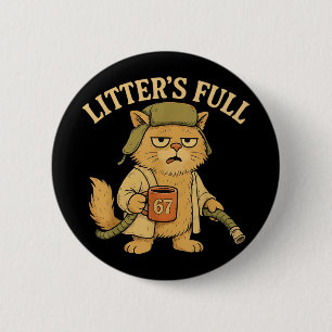 Funny Litter’s Full Cat Parody 67 Six Seven Meme 6 Cm Round Badge
