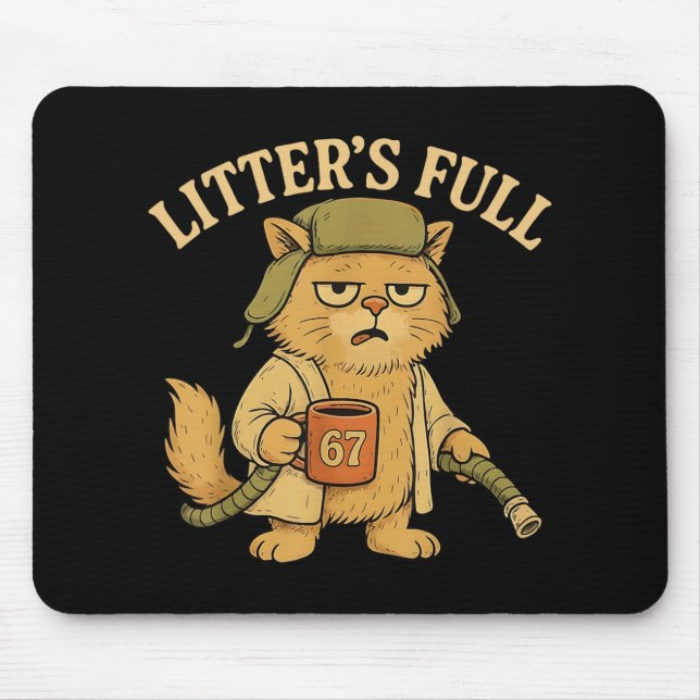 Funny Litter’s Full Cat Parody 67 Six Seven Meme  Mouse Mat (Front)