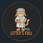 Funny Litter’s Full Cat Parody Cute Cat Lover Chri Classic Round Sticker<br><div class="desc">Funny Litter’s Full Cat Parody Cute Cat Lover Christmas Xmas</div>