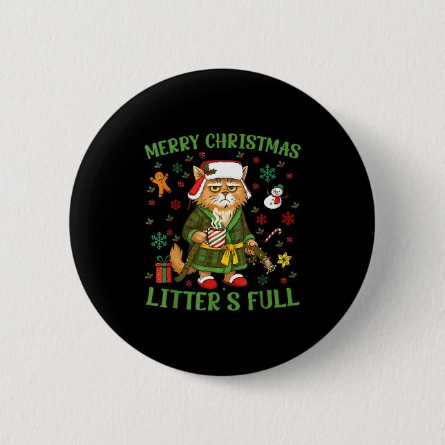 Funny Litter’s Full Cat Parody Tee Christmas  6 Cm Round Badge (Front)