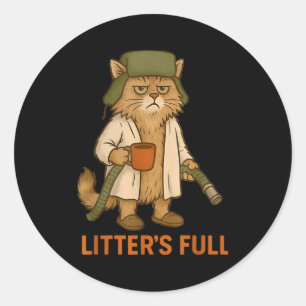 Funny Litter's Full Cat Classic Round Sticker