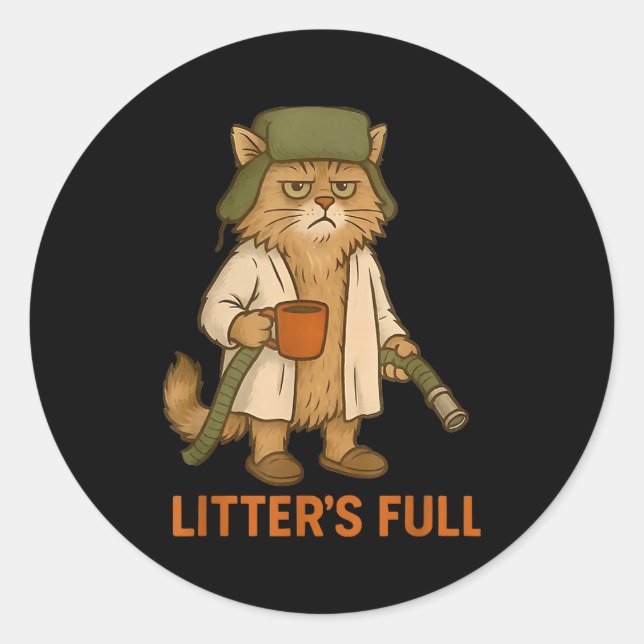 Funny Litter's Full Cat  Classic Round Sticker (Front)