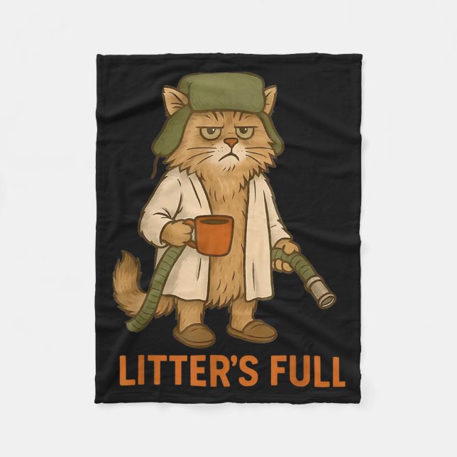 Funny Litter's Full Cat  Fleece Blanket (Front)