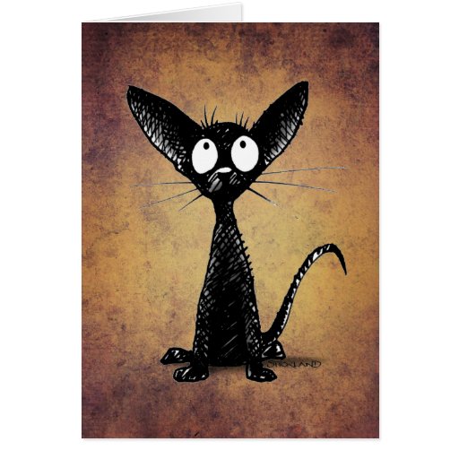 Image of Funny Little Black Oriental Cat Art