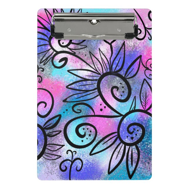 Funny little floral bird mini clipboard (Front)